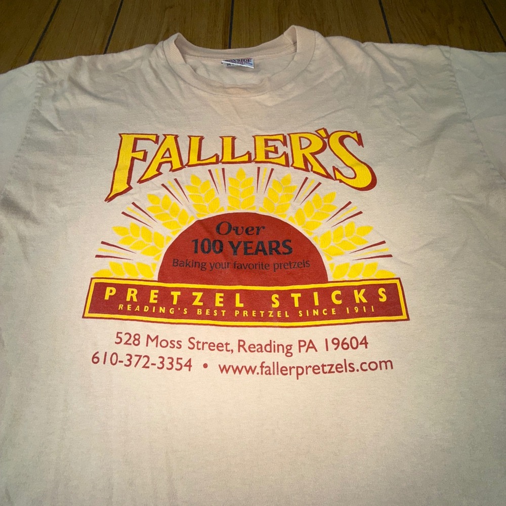 Fallers Pretzel‎ Sticks T Shirt Reading PA Over 100 Years Bayside XL